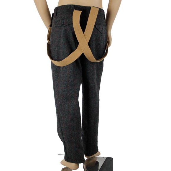 Woolrich Sz 34 x 30 Gray Black Red Plaid With Suspenders Braces Wool Nylon Pants - Picture 9 of 16